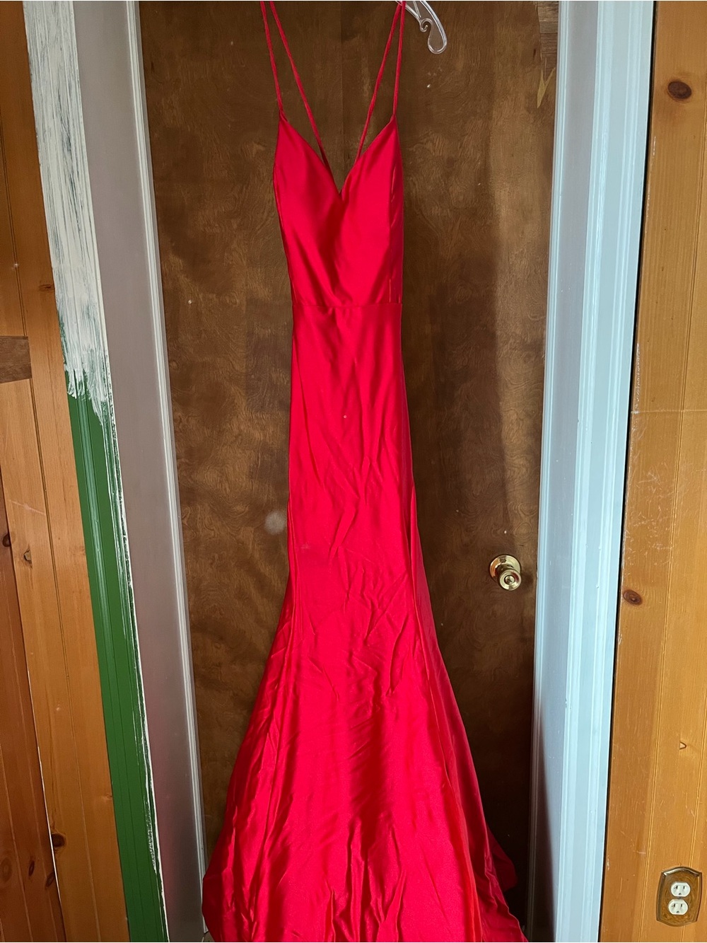 City Triangles Red Spaghetti-Strap Prom Gown